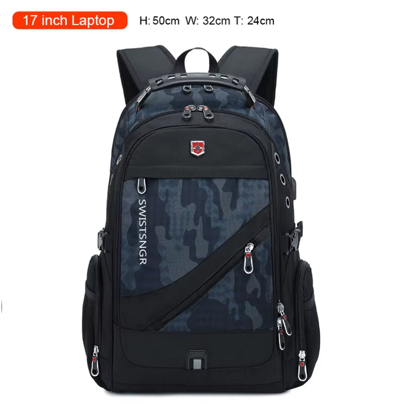 Anti-Thief Fashion Men Backpack Multifunctional Waterproof 17.3 Inch Laptop Bag Man USB Charging Travel Backpacks Male Mochila