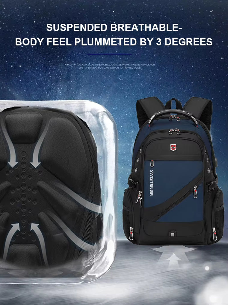 Anti-Thief Fashion Men Backpack Multifunctional Waterproof 17.3 Inch Laptop Bag Man USB Charging Travel Backpacks Male Mochila