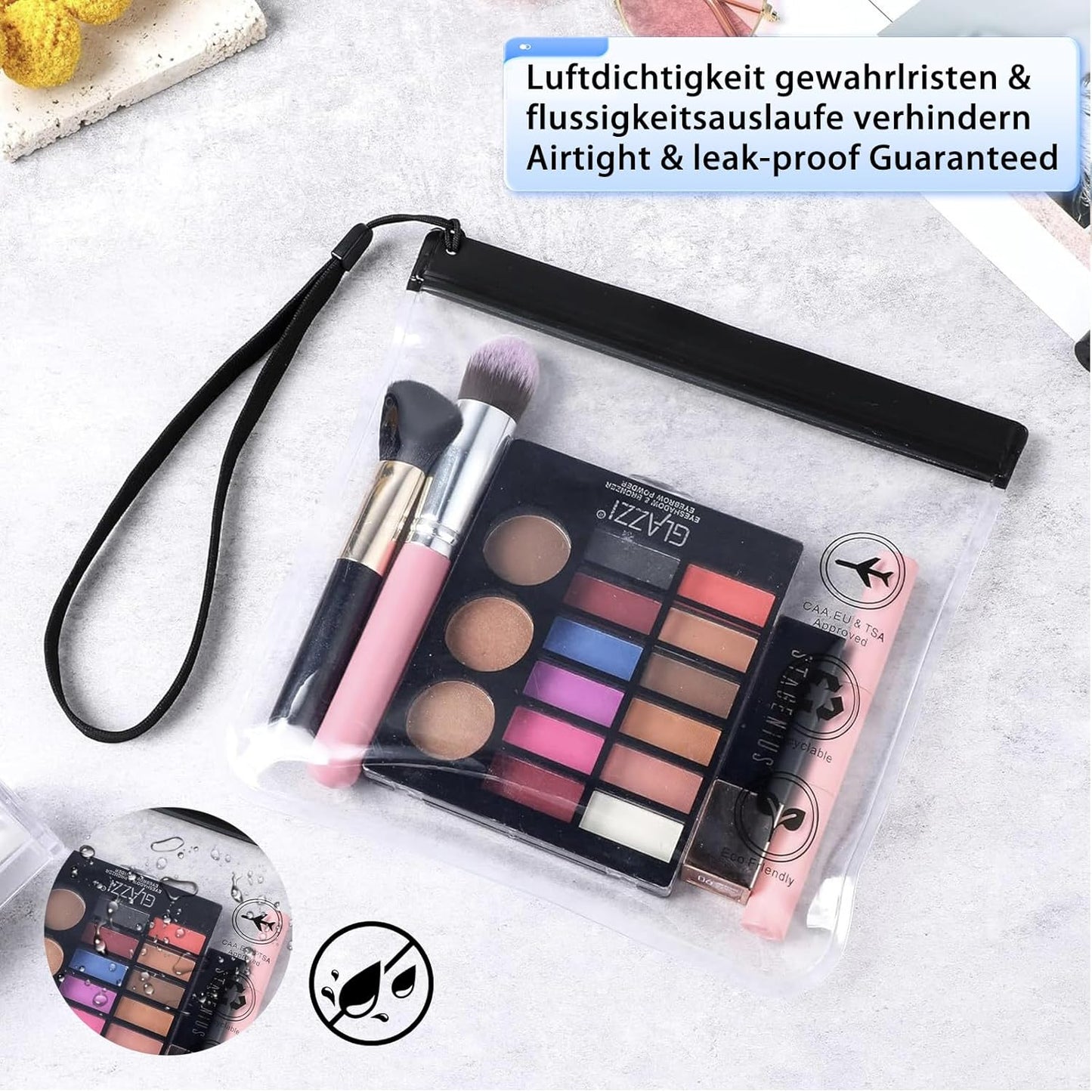 7 Pcs Neceser Transparente Viaje Avion, 1 L Bolsa Liquidos Avion, Neceser Avion, Bolsa Transparente Avion, Neceser Viaje Avion Mujer Hombre, Bolsa De Cosmético Organizador Viajes Accesorios