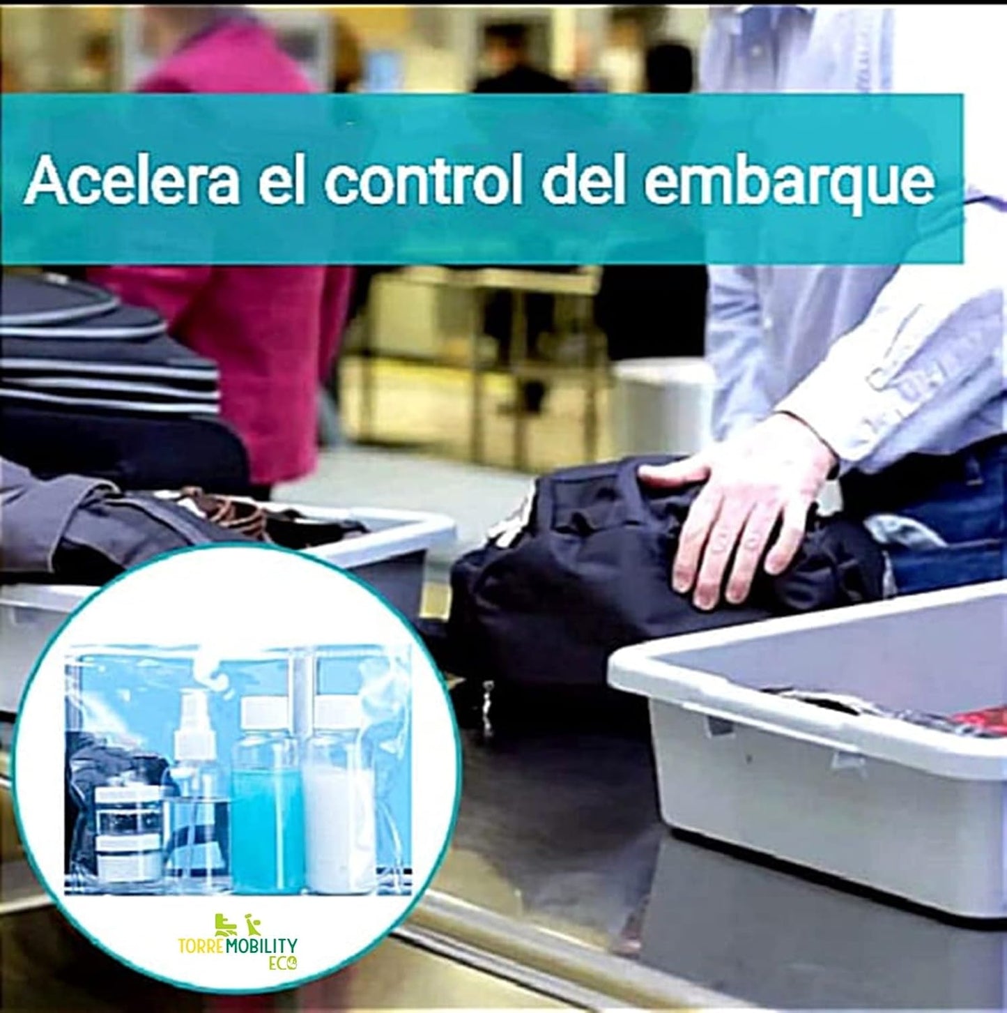 Neceser Viaje Con 5 Botes Rellenables 100Ml Avión. Neceser Transparente De Aseo Con 5 Accesorios De Viaje Para Llevar Líquidos Seguros En El Equipaje