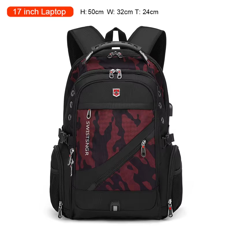 Anti-Thief Fashion Men Backpack Multifunctional Waterproof 17.3 Inch Laptop Bag Man USB Charging Travel Backpacks Male Mochila