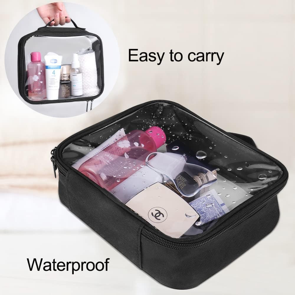 Bolsa De Aseo De Viaje Transparente, Portátil, Impermeable, Aprobada Por La TSA Bolsa De Viaje De 23X18X6.7 Cm, Artículos De Aseo De PVC, Black, Bolsas De Aseo