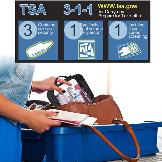 Bolsa De Aseo De Viaje Transparente, Portátil, Impermeable, Aprobada Por La TSA Bolsa De Viaje De 23X18X6.7 Cm, Artículos De Aseo De PVC, Black, Bolsas De Aseo