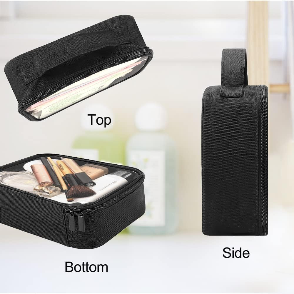 Bolsa De Aseo De Viaje Transparente, Portátil, Impermeable, Aprobada Por La TSA Bolsa De Viaje De 23X18X6.7 Cm, Artículos De Aseo De PVC, Black, Bolsas De Aseo