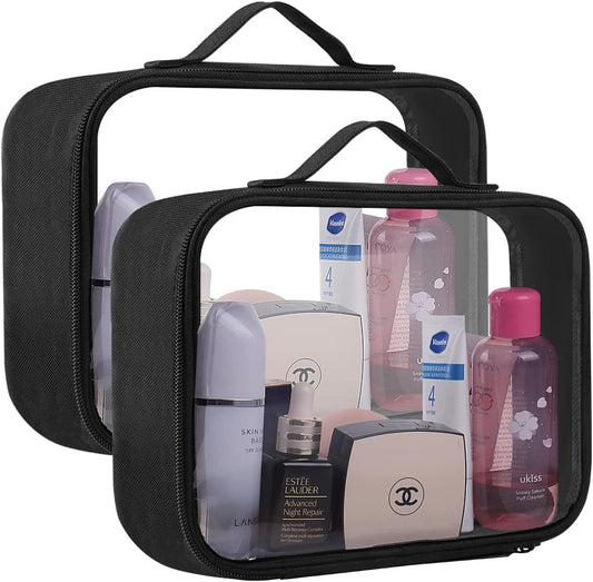 Bolsa De Aseo De Viaje Transparente, Portátil, Impermeable, Aprobada Por La TSA Bolsa De Viaje De 23X18X6.7 Cm, Artículos De Aseo De PVC, Black, Bolsas De Aseo